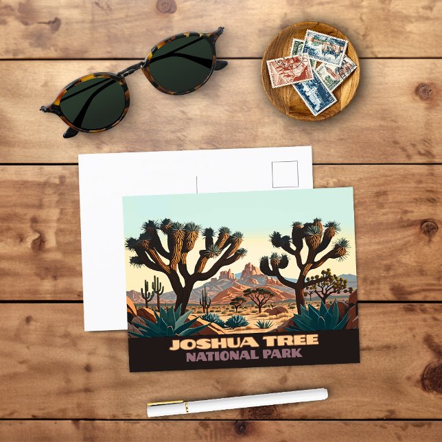 Joshua Tree National Park California Desert  Postcard (Joshua Tree National Park postcard showing the rocky desert and Joshua Trees in this California Park)