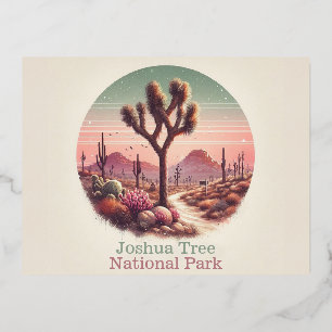 Joshua Tree National Park California Watercolor Foil Holiday Postcard