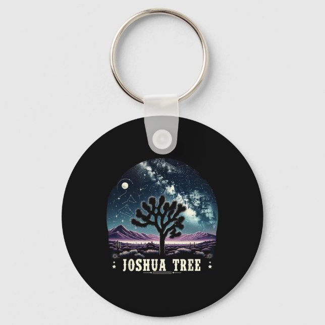 Joshua Tree National Park Night Scene Hiking Campi Key Ring (Front)