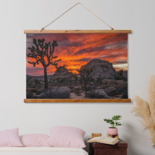 Joshua Tree National Park Red Sunset Hanging Tapestry