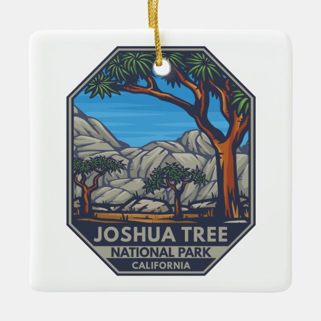 Joshua Tree National Park Retro Emblem Ceramic Ornament (Front)