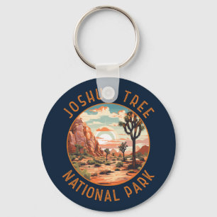 Joshua Tree National Park Sunset Retro Distressed Key Ring
