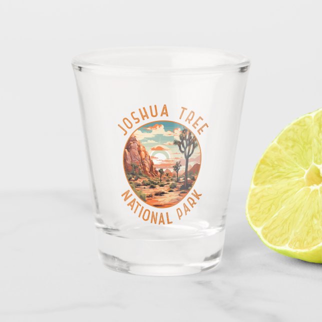 Joshua Tree National Park Sunset Retro Distressed Shot Glass (Front)