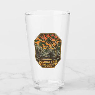 Joshua Tree National Park Sunset Retro Emblem Glass