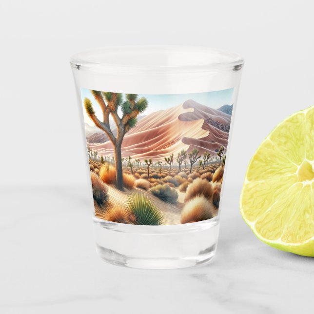 Joshua Tree National Park Turkey Flats Sand Dunes  Shot Glass (Front)