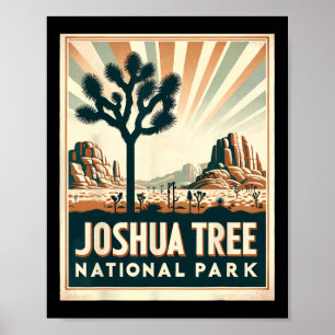 Joshua Tree National Park Vintage Hiking Camping O Poster