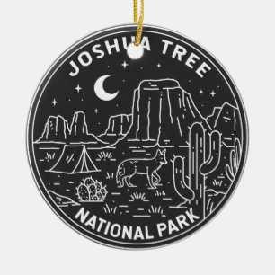 Joshua Tree National Park Vintage Monoline  Ceramic Tree Decoration