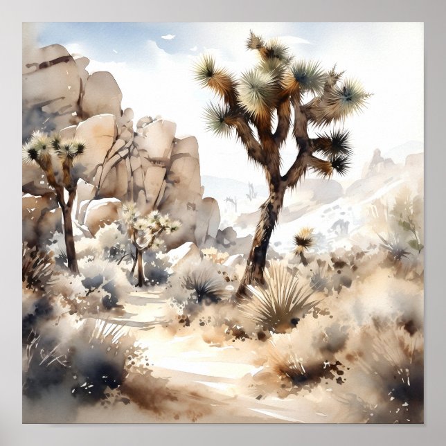 Joshua Tree National Park Watercolor Poster (Front)