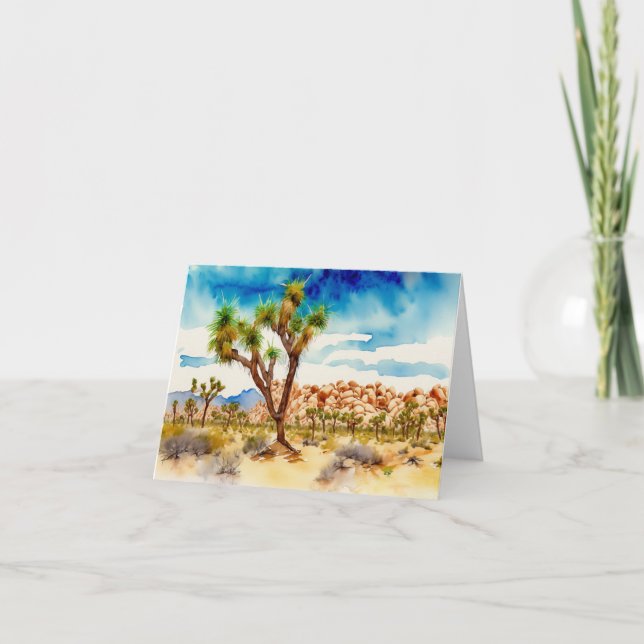 Joshua Tree National Park Watercolor Stationery Card (Front)