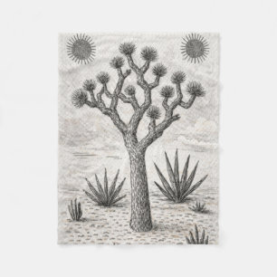 joshua tree sketch desert sketch art fleece blanket