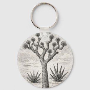 joshua tree sketch desert sketch art key ring