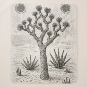 joshua tree sketch desert sketch art sherpa blanket
