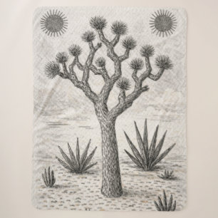 joshua tree sketch desert sketch art sherpa blanket
