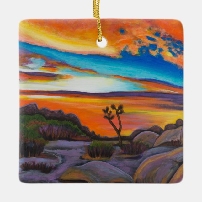 Joshua tree Sunset Ceramic Tree Decoration (Front)
