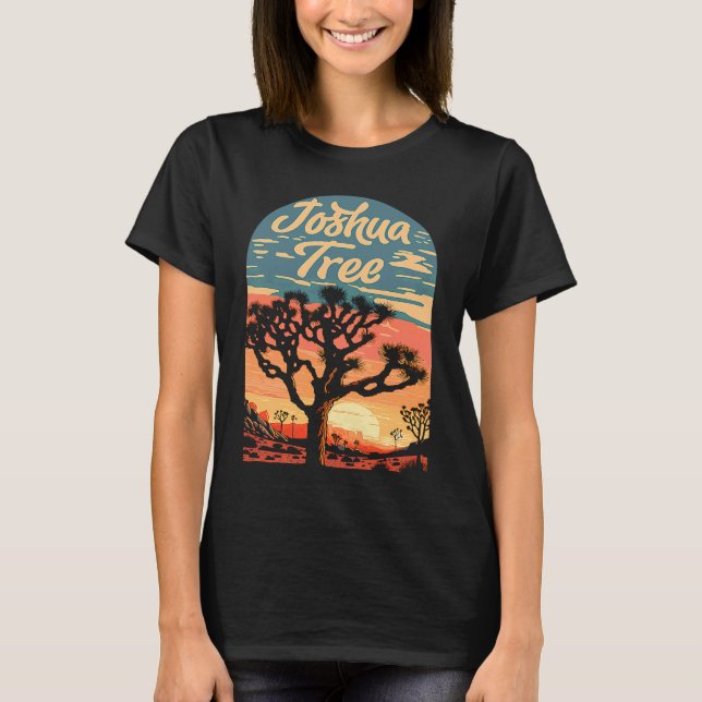 Joshua Tree Sunset Retro Classic National Park 80s T-Shirt (Front)