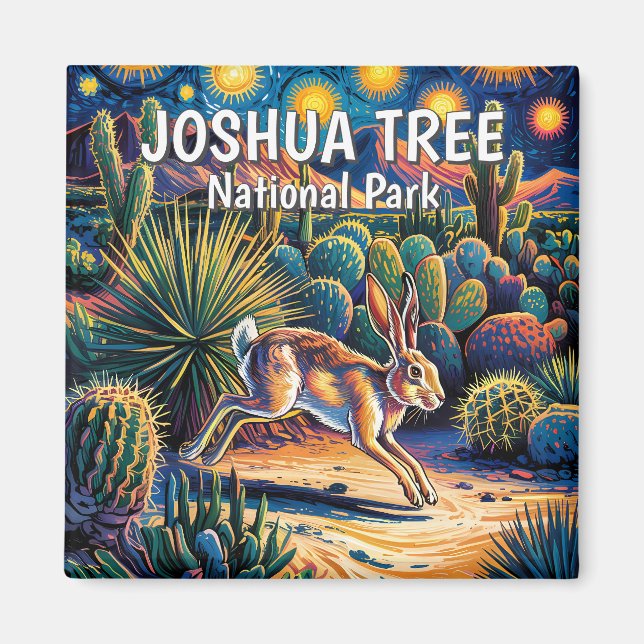 Joshua Tree Van Gogh Desert Wildlife Jackrabbit Magnet (Front)