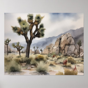 Joshua Tree Watercolor Art Print Poster