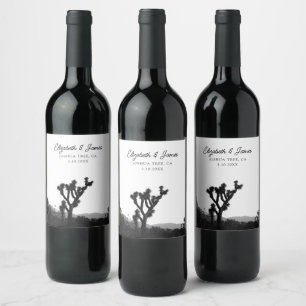 Joshua Tree Wedding Favour Black & White Wine Label