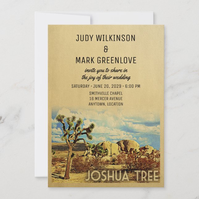 Joshua Tree Wedding Invitation California Park (Front)