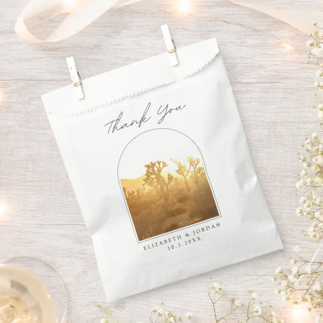 Joshua Tree Wedding Sunset Photo Thank You Favour Bags (Clipped)