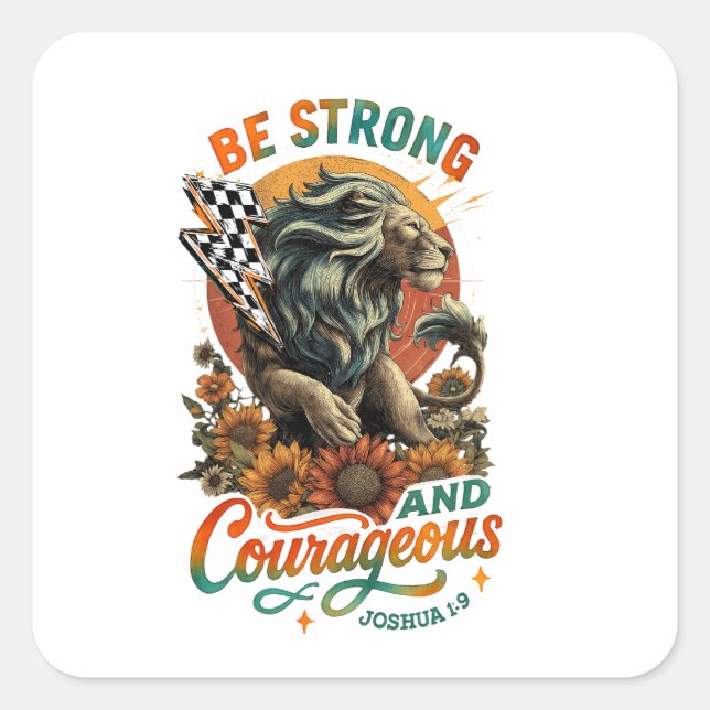 Joshus 1:9  square sticker (Front)