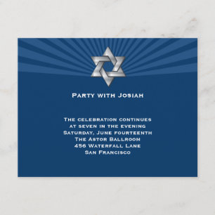 Josiah Silver Jewish Star Bar Mitzvah Invitation