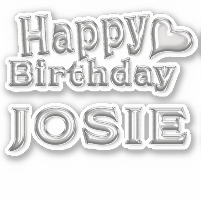 Josie Happy Birthday silver Sticker (Front)