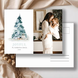 Jotful Watercolor Pine Christmas Tree Gift Photo Holiday Postcard