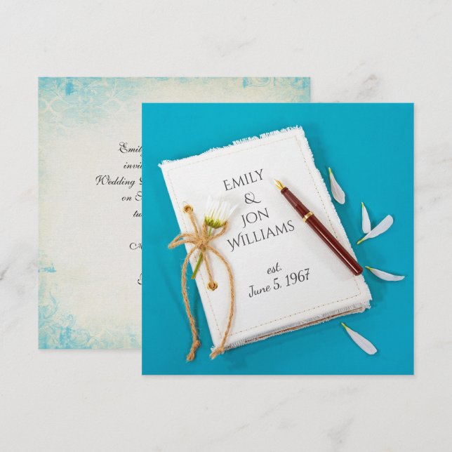 Journal and Pen Wedding Vow Renewal Invitation (Front/Back)