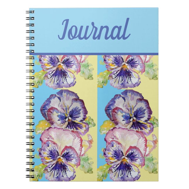 Journal Book Pansy Purple Flower Watercolour Art (Front)