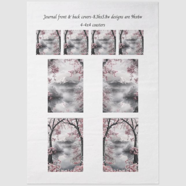 Journal Covers Mount Fuji Cherry Blossom Coasters  Tissue Paper (Front)