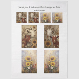 Journal Covers Rustic Charm Goat Sunflowers Tissue Paper