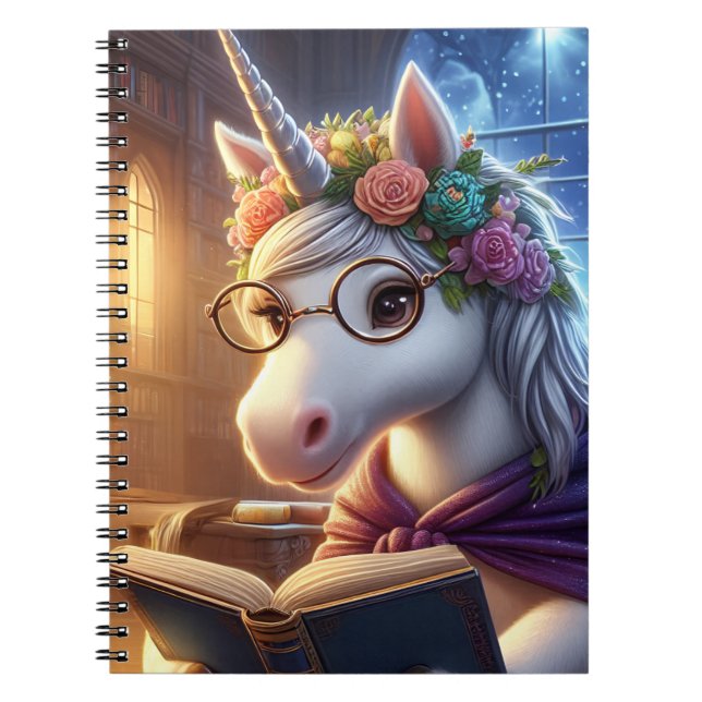 Journal - unicorn reading book (Front)