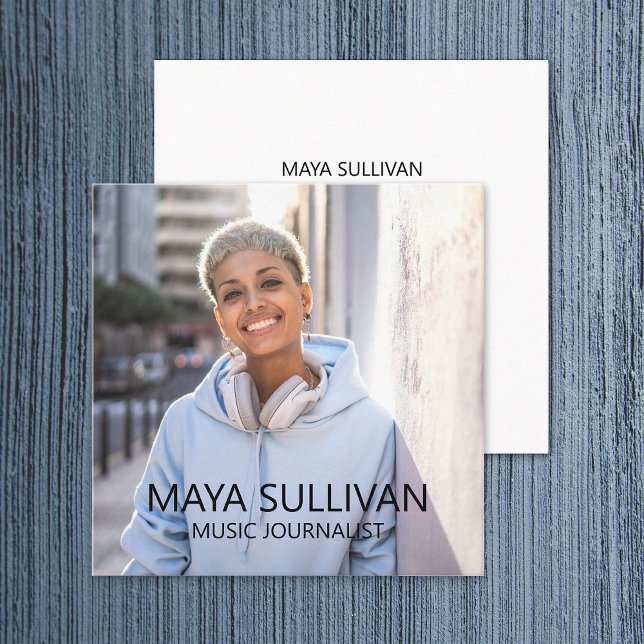Journalist Music Radio Professional Photo Square Business Card (Creator Uploaded)