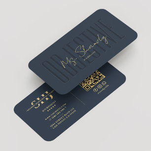 Journalist Objective Elegant Blue Monogram Modern Business Card