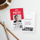 Journalist or Reporter Photo QR Code Press Pass ID