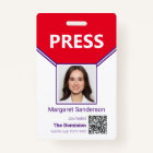 Journalist Photo ID and QR Code Press Pass