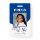 Journalist Press Pass Blue and White Photo ID