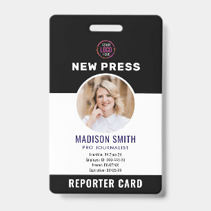 Journalist Press Pass  Photo ID  Badge