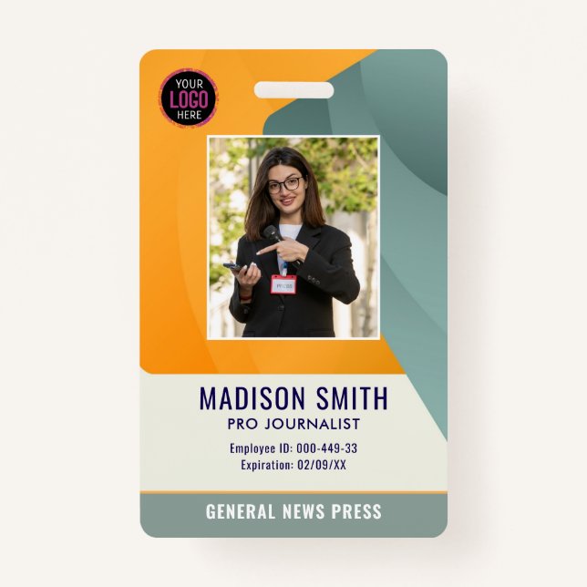 Journalist Press Pass  Photo ID  Badge ID Badge (Front)