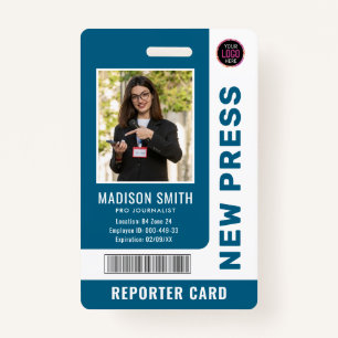 Journalist Press Pass  Photo ID  ID Badge