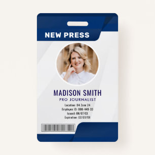 Journalist Press Pass  Photo ID  ID Badge