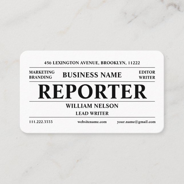 Journalist Reporter Business Card (Front)