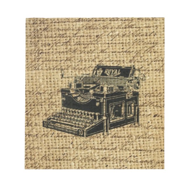 journalist scripts burlap antique typewriter notepad (Front)