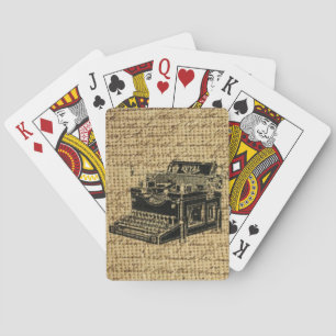 journalist scripts burlap antique typewriter playing cards