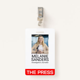 Journalist Smiling on Camera ID Badge