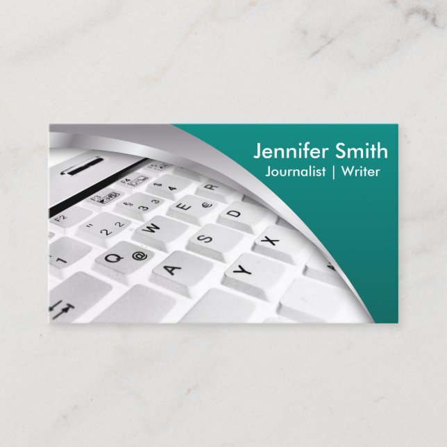 Journalist | Writer | Blogger | Reporter - Teal Business Card (Front)