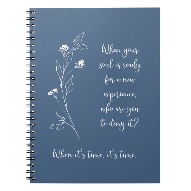 Journalling Prompt for Self-Reflection Dusty Blue Notebook (Front)