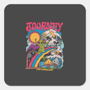 Journey, Aesthetic Skull, Vintage Mushroom Skull Square Sticker