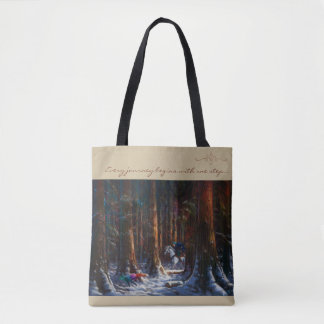 Journey begins - fantasy forest landscape art tote bag